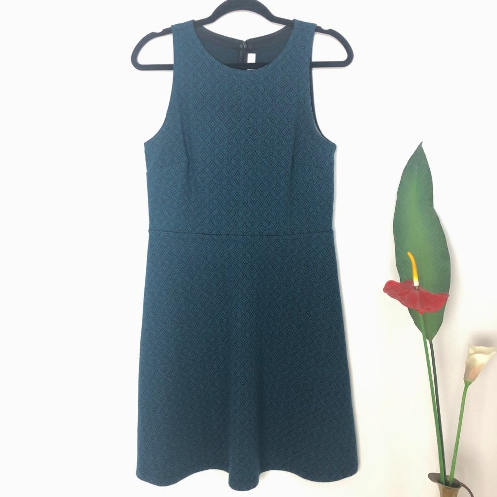 Ann Taylor LOFT Blue Geometric Sleeveless Dress